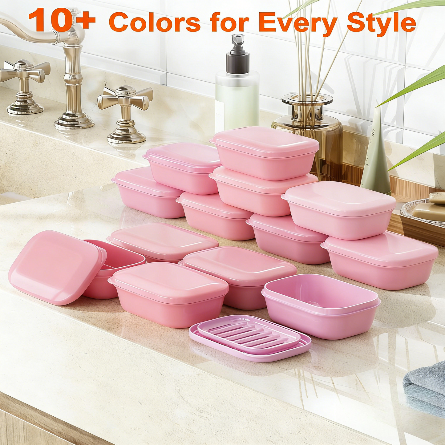 with Lid & Draining Layer, Shatterproof Travel Bar Soap Holder Case Container