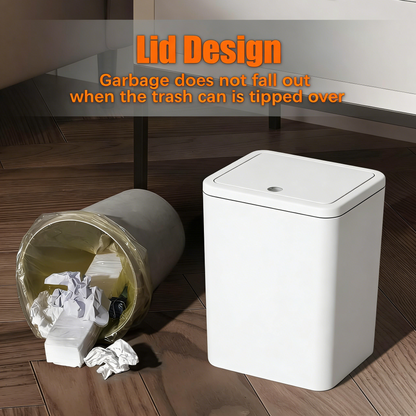 Bathroom Trash Can with Lid, 10 Liter/ 2.6 Gallon Slim Garbage Can, Small Trash Bin Waste Basket with Pop-Up Lid for Kitchen