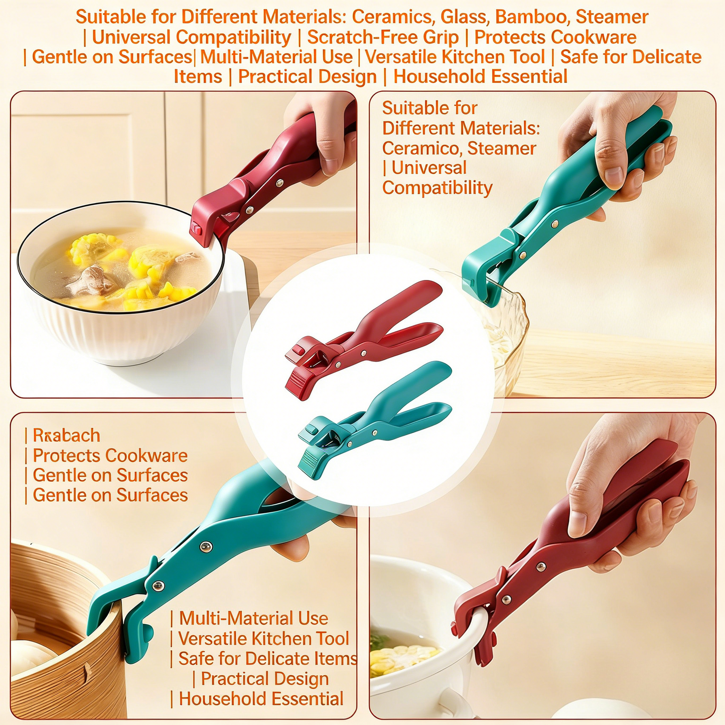 Hot Plate Gripper Tongs, Multi-Function Anti-Scald Bowl Clip, Thickened Non-slip Hot Dish Plate Holder