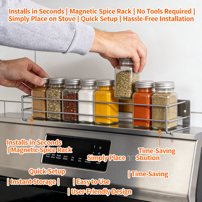 30" Length Stainless Steel Finish Magnetic Shelf for Kitchen Stove - Kitchen Storage Solution with Zero Installation