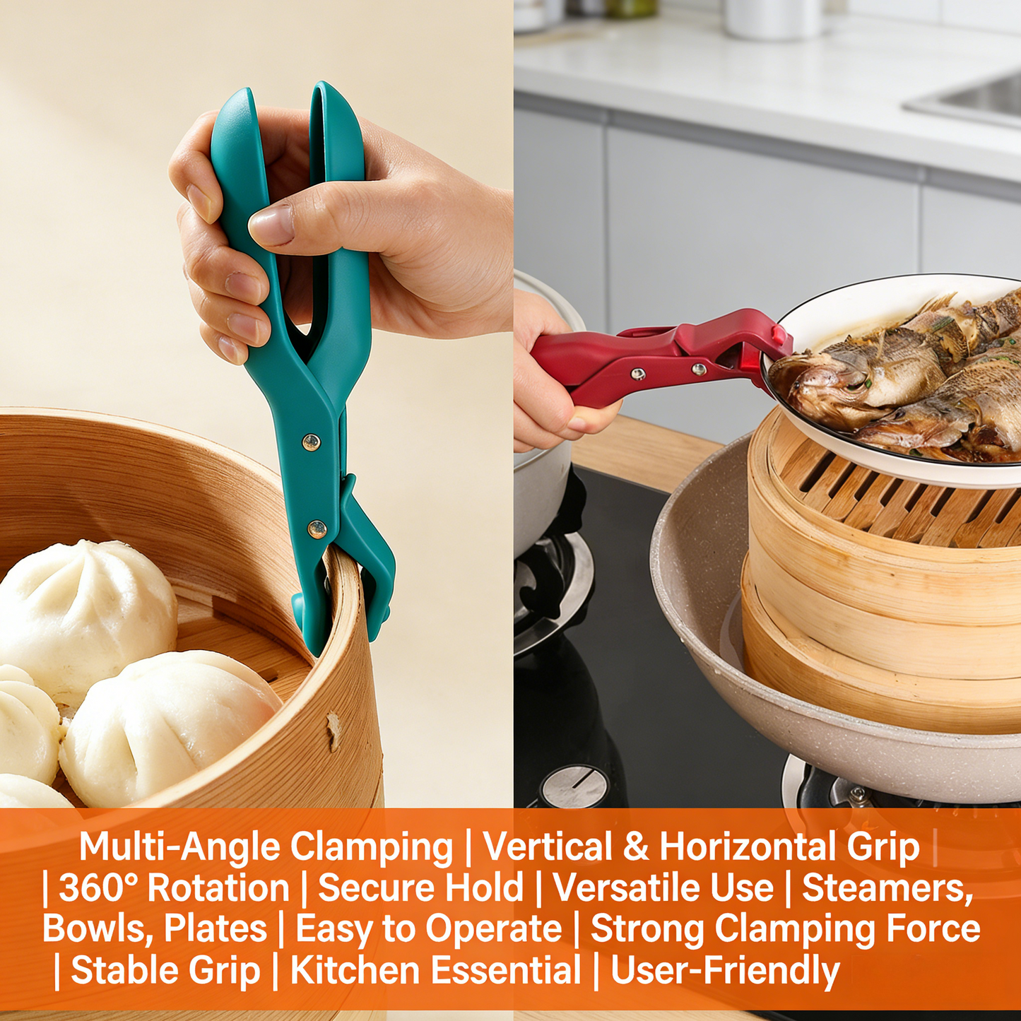 Hot Plate Gripper Tongs, Multi-Function Anti-Scald Bowl Clip, Thickened Non-slip Hot Dish Plate Holder