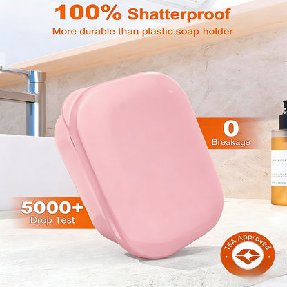 with Lid & Draining Layer, Shatterproof Travel Bar Soap Holder Case Container