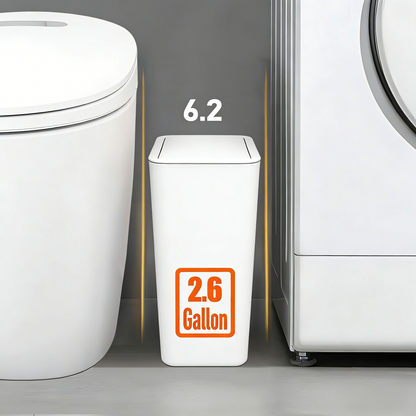 Bathroom Trash Can with Lid, 10 Liter/ 2.6 Gallon Slim Garbage Can, Small Trash Bin Waste Basket with Pop-Up Lid for Kitchen