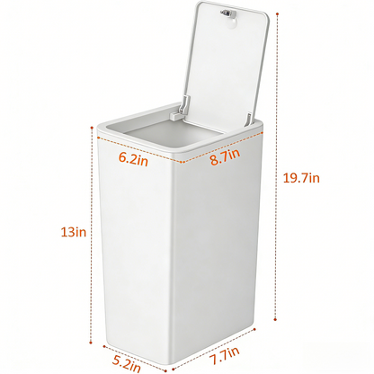 Bathroom Trash Can with Lid, 10 Liter/ 2.6 Gallon Slim Garbage Can, Small Trash Bin Waste Basket with Pop-Up Lid for Kitchen