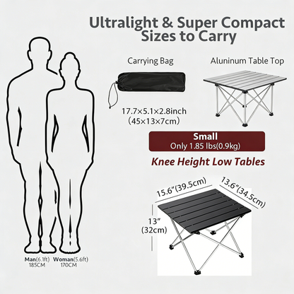 Ultralight Foldable Camping Table - Compact Aluminum Table for Outdoor Adventures